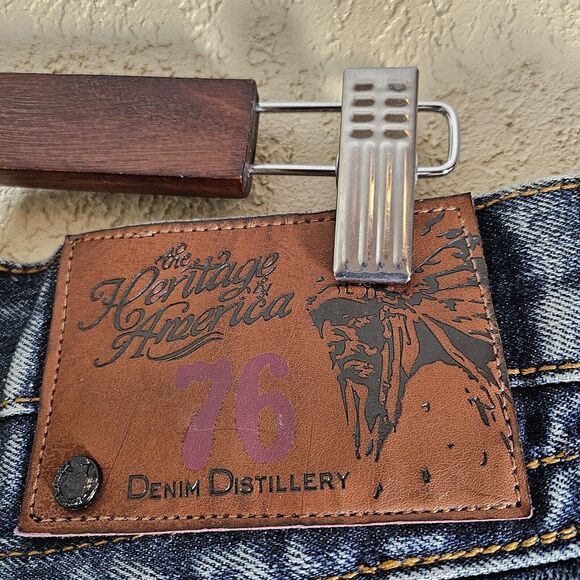 Heritage by America blue denim gold paint splatter NWT Denim Distillery 38X34 - Picture 6 of 11